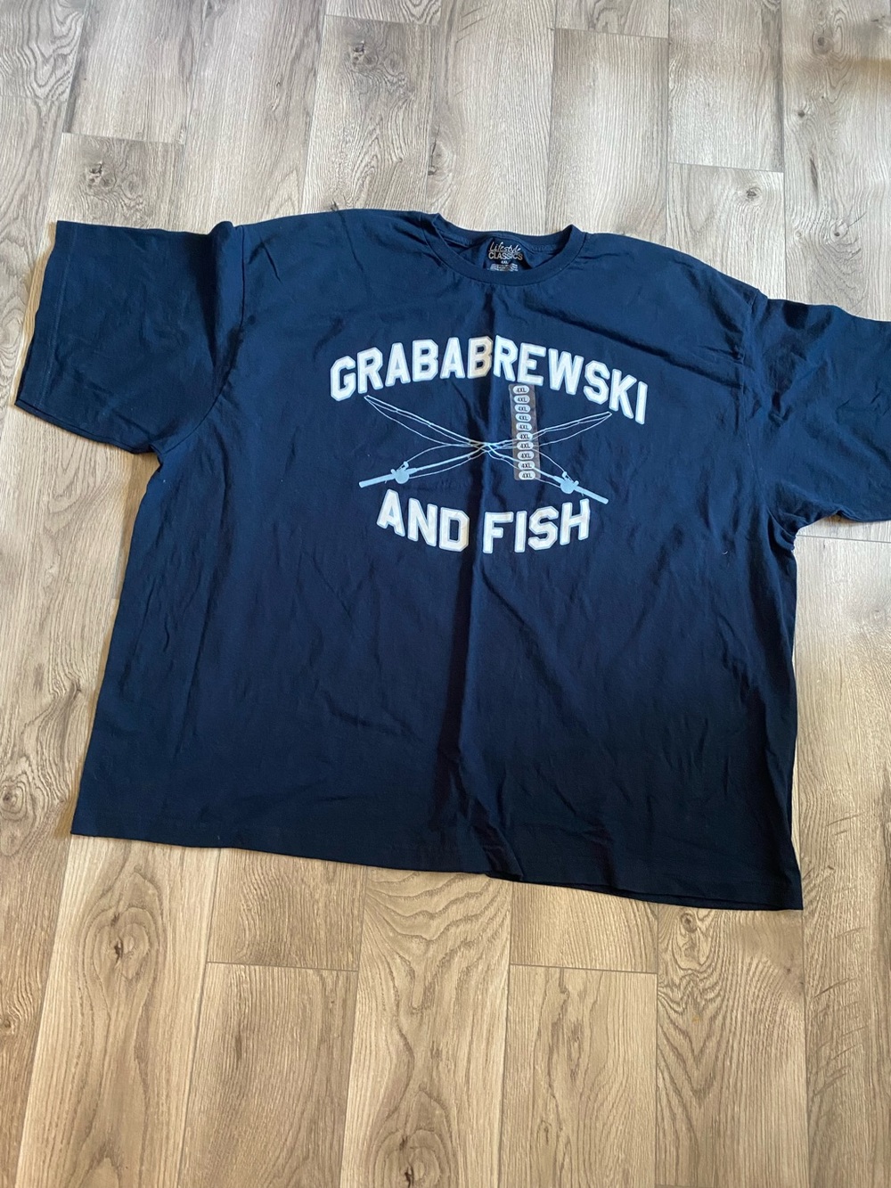 Big&tall Grababrewski And Fish Graphic Tee - Navy with White Print
